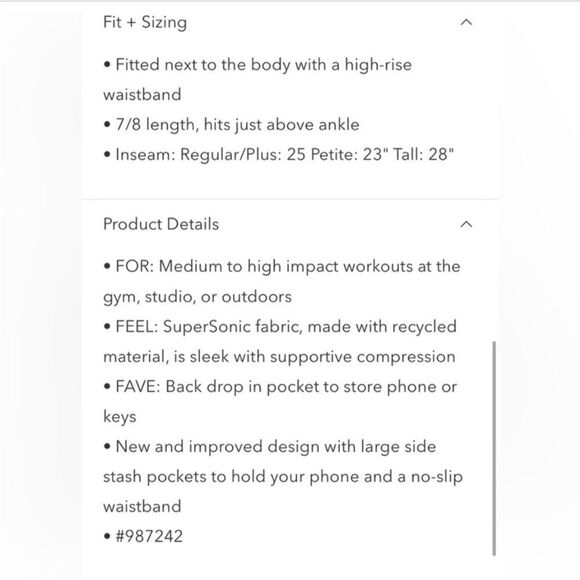 Athleta Ultimate Stash Pocket 7/8 Tight High Rise Small Orange - Picture 9 of 14